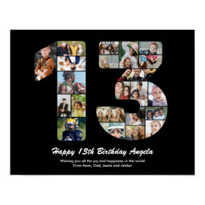 13th Birthday Number 13 Custom Photo Collage Poster