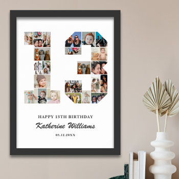 13th Birthday Number 13 Custom Photo Collage Poster by raindwops at Zazzle
