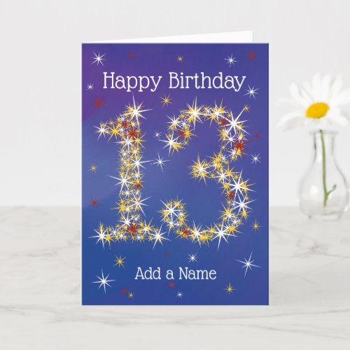 13th Birthday _ Number 13 in Stars _ Blue _ Age 13 Card