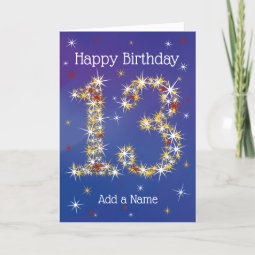 13th Birthday - Number 13 In Stars - Blue - Age 13 Card 