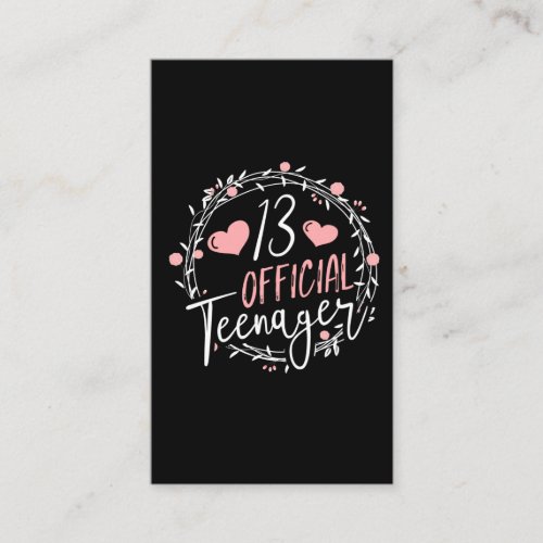 13th Birthday Official Teenager 13 Years Old Girl Business Card