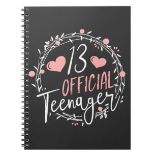 13th Birthday Official Teenager 13 Years Old Girl Notebook