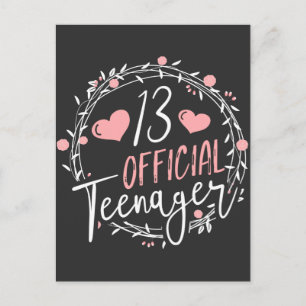13th Birthday Official Teenager 13 Years Old Girl Postcard
