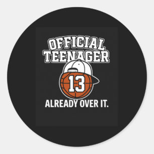 13th Birthday Official Teenager Funny Teen Sketll  Classic Round Sticker