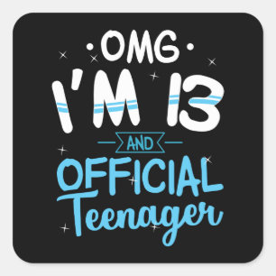 13th Birthday Official Teenager Gift Square Sticker