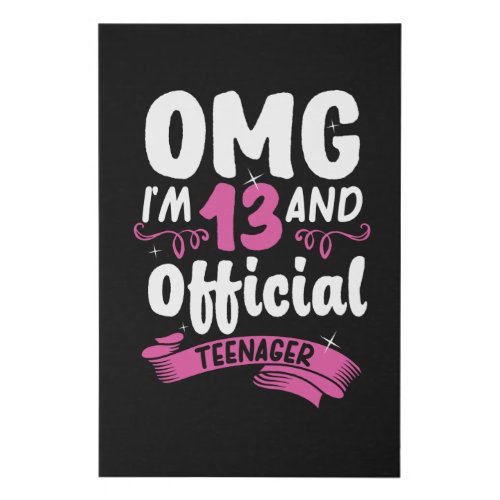 13th Birthday Official Teenager Girl Faux Canvas Print
