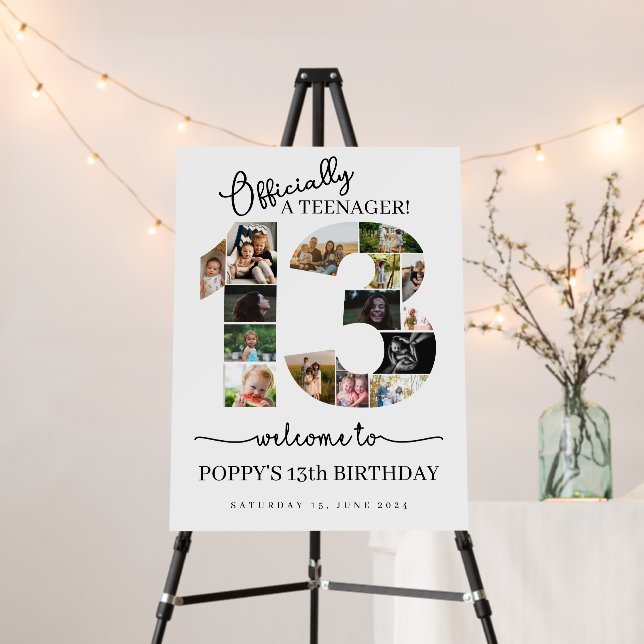 13th birthday officially a teenager photo collage  foam board (In Situ (Stand))