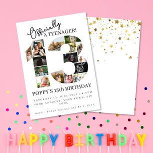 13th birthday officially a teenager photo collage invitation