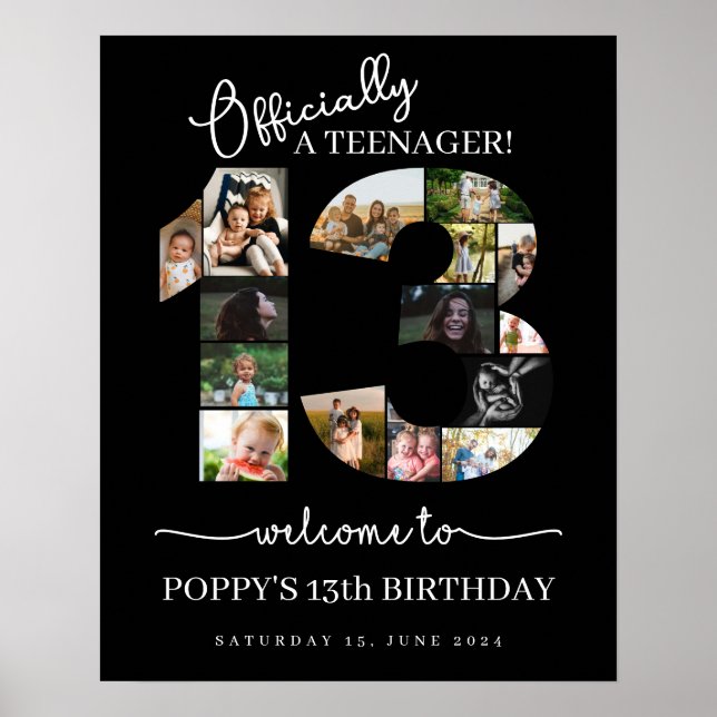 13th birthday officially a teenager photo collage poster (Front)