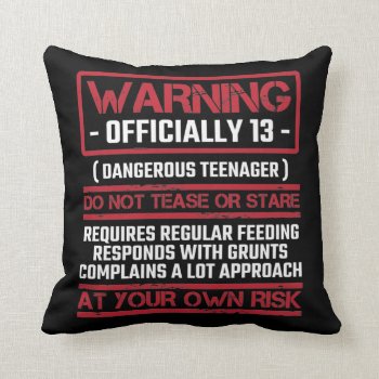 13th Birthday Officially Teenager 13 Year Old Kid Throw Pillow