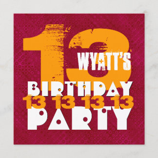 13th Birthday Party 13 Year Old Grunge Z13A Invitation