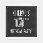 [ Thumbnail: 13th Birthday Party: Art Deco Style + Custom Name Napkins ]