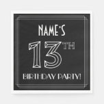 [ Thumbnail: 13th Birthday Party: Art Deco Style + Custom Name Napkins ]