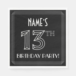 13th Birthday Party: Art Deco Style + Custom Name Napkins