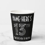 [ Thumbnail: 13th Birthday Party: Art Deco Style + Custom Name Paper Cups ]