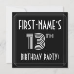 [ Thumbnail: 13th Birthday Party: Art Deco Style W/ Custom Name Invitation ]