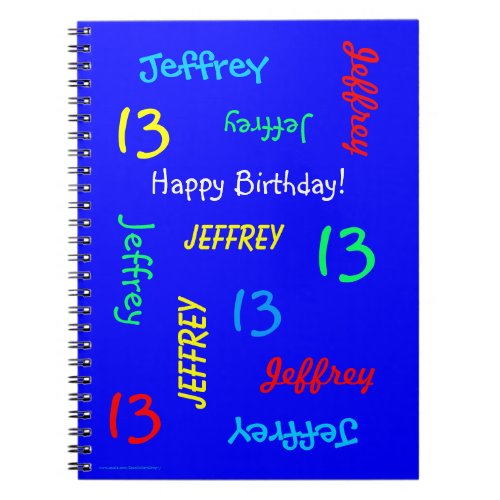 13th Birthday Party Blue Guest Book Repeat Name Notebook