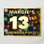 [ Thumbnail: 13th Birthday Party: Bold, Colorful Fireworks Look Postcard ]
