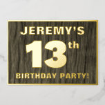 [ Thumbnail: 13th Birthday Party: Bold, Faux Wood Grain Pattern Invitation ]