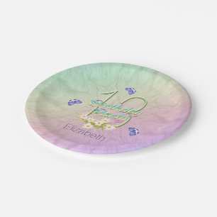 13th Birthday Party Butterflies and Wildflowers Paper Plates