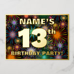 [ Thumbnail: 13th Birthday Party — Fun, Colorful Fireworks Look Invitation ]