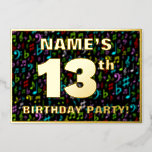 [ Thumbnail: 13th Birthday Party — Fun, Colorful Music Symbols Invitation ]