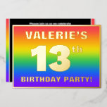 [ Thumbnail: 13th Birthday Party: Fun, Colorful Rainbow Pattern Invitation ]