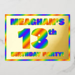 [ Thumbnail: 13th Birthday Party — Fun, Rainbow Spectrum “13” Invitation ]