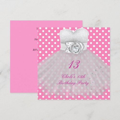 13th Birthday Party Girls 13 Teen Custom Invitation
