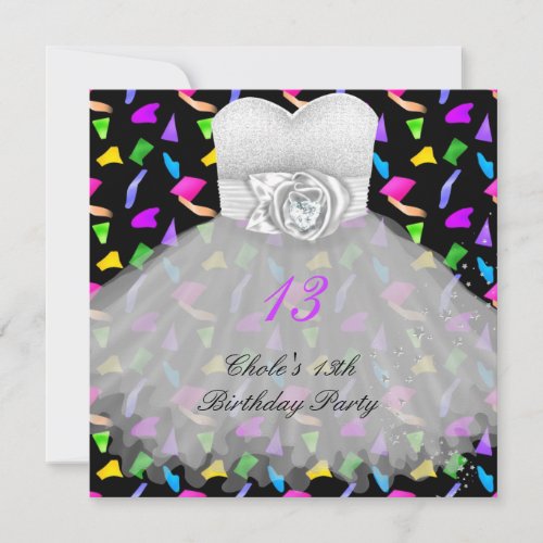 13th Birthday Party Girls 13 Teen Invitation