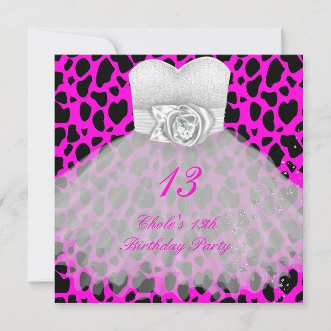 13th Birthday Party Girls 13 Teen Invitation (Front)