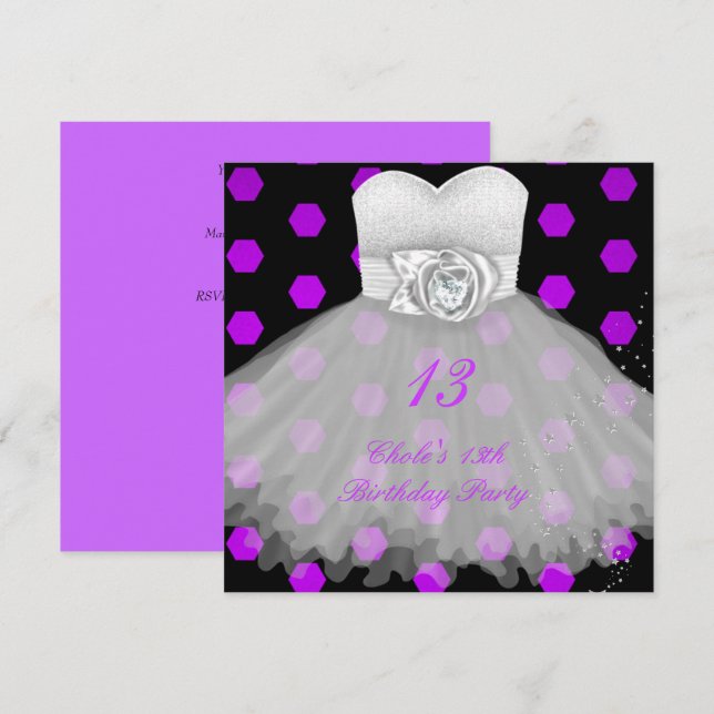 13th Birthday Party Girls Invitation (Front/Back)