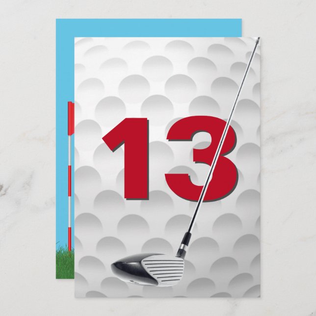 13th Birthday Party Golf Theme Invitation (Front/Back)
