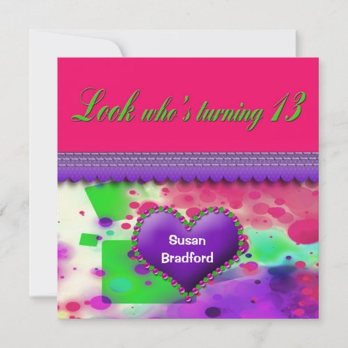 13th Birthday Party Invitation - Girl