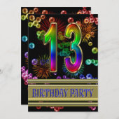 13th Birthday party Invitation with bubbles (Front/Back)
