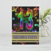 13th Birthday party Invitation with bubbles (Standing Front)