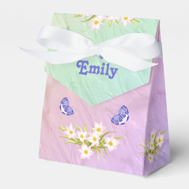 13th Birthday Party Rainbow Butterflies Favor Boxes (Front Side)