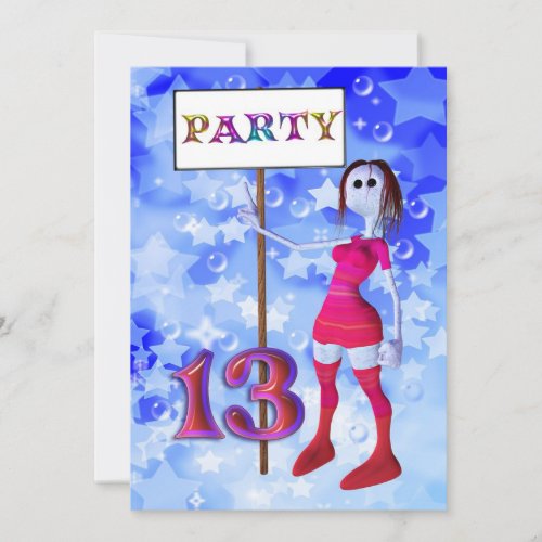 13th Birthday party sign board invitation