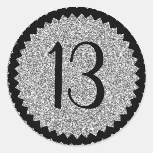 13th Birthday Party Silver Glitter Classic Classic Round Sticker