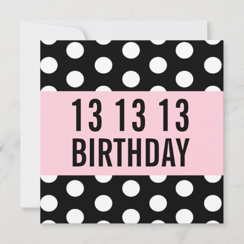 13th Birthday Party Template Polka Dots V01 Announcements