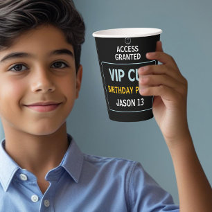 13th Birthday Party, VIP Pass, Level 13, Boys  Paper Cups