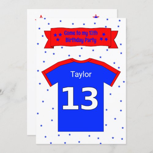 13th birthday personalized party invitation