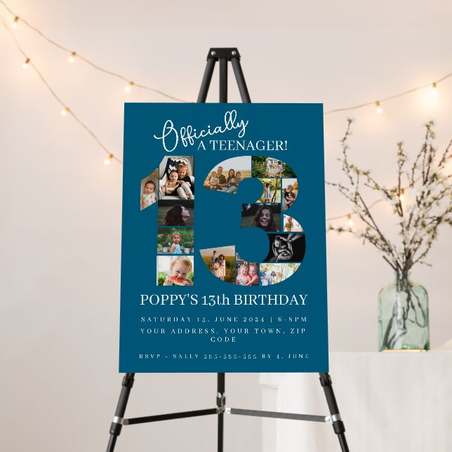 13th Birthday Photo Collage Foam Board | Officiall (In Situ (Stand))