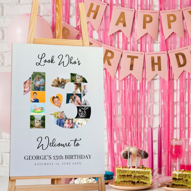 13th Birthday Photo Collage  Party Sign & Keepsake (Creator Uploaded)