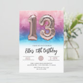 13th Birthday Pink Blue Gradient Invitation (Standing Front)