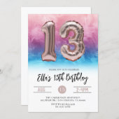 13th Birthday Pink Blue Gradient Invitation (Front/Back)