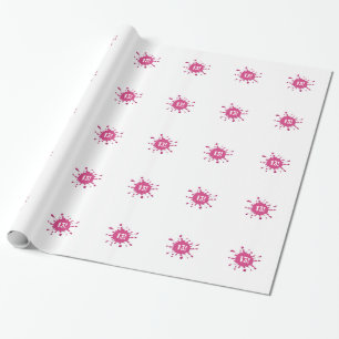 13th birthday, pink paint splash gift wrap. wrapping paper