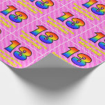 [ Thumbnail: 13th Birthday: Pink Stripes & Hearts, Rainbow # 13 Wrapping Paper ]