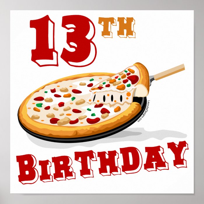 13th Birthday Pizza Party Print