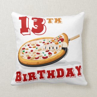 13th Birthday Pizza Party Throw Pillows